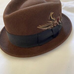 Brown Fedora Hat with Black Band